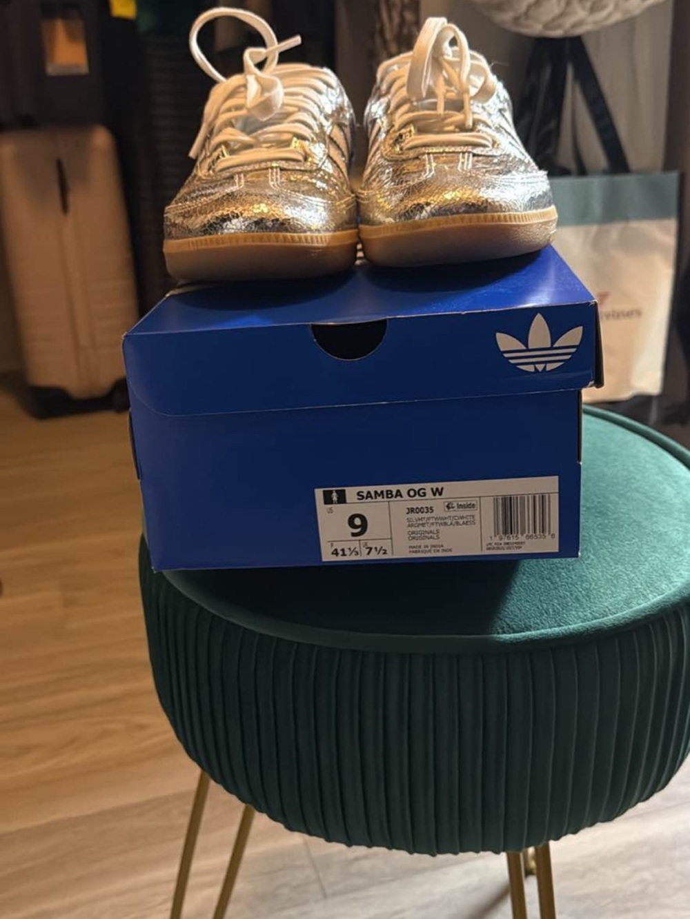 adidas Kids Samba OG Glitter Sneakers in Gold